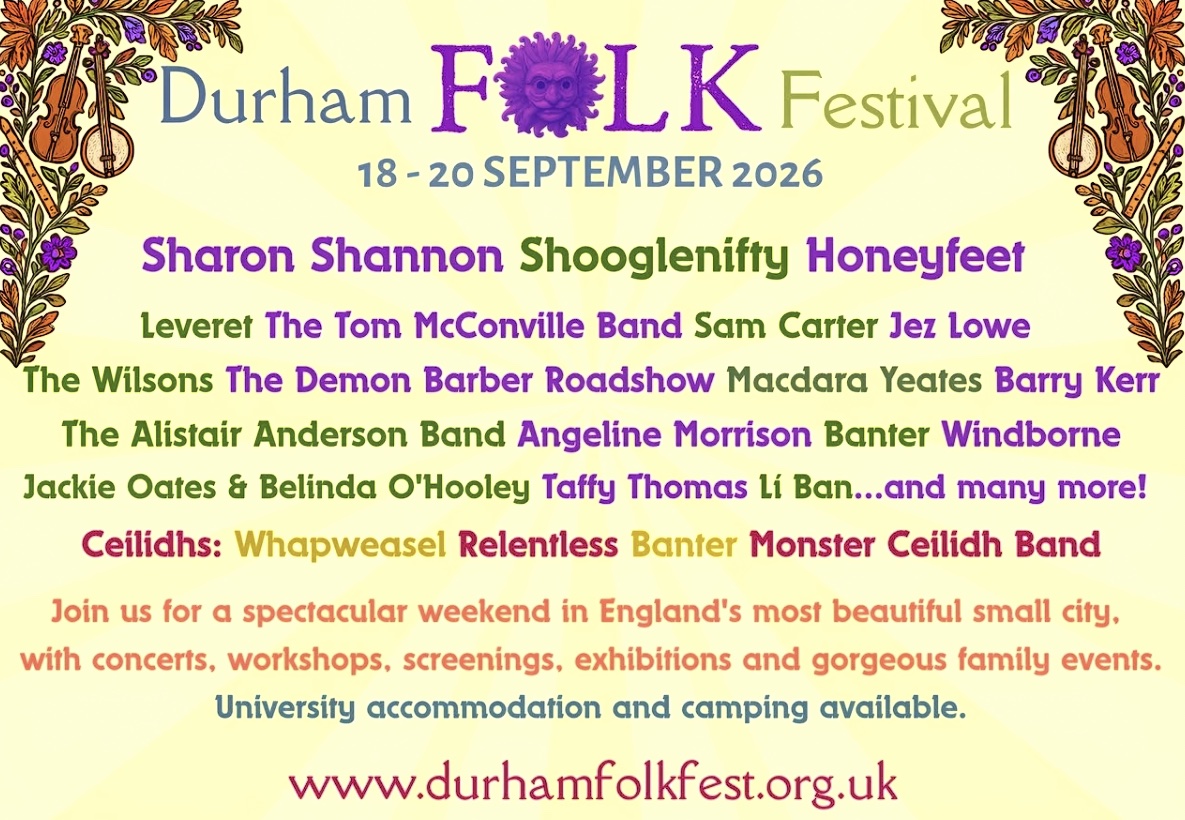 Flyer for Durham Folk Festival - Friday
